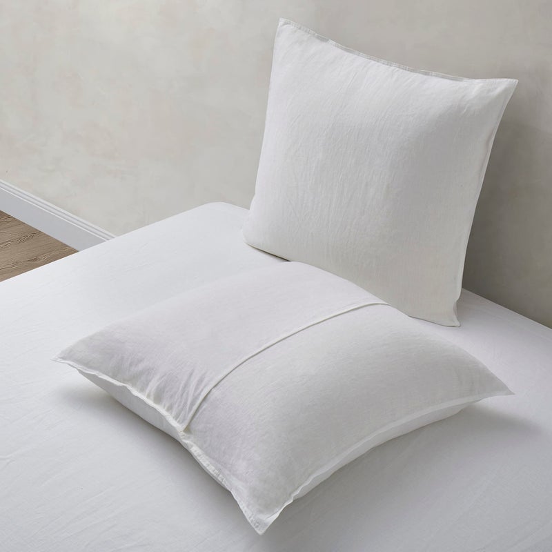ATLINIA Linen Pillow Cases Euro Sham - 26 x 26 Inch Bed Pillow Protector Cover Set of 2 Bedding Cooling Neutral Pillowcase Shams White - Image 3
